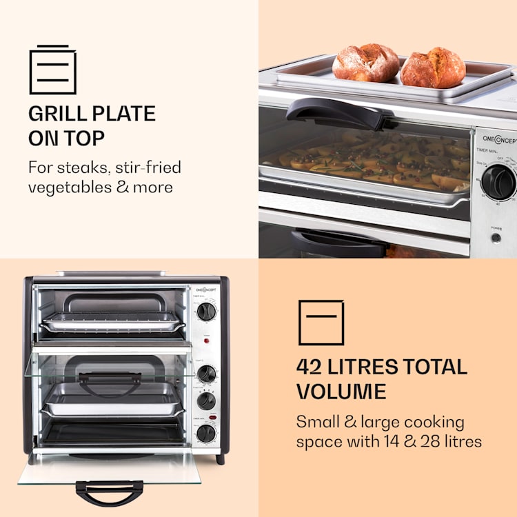 All-You-Can-Eat Doppel-Backofen Grillplatte 42 Liter 2350 Watt