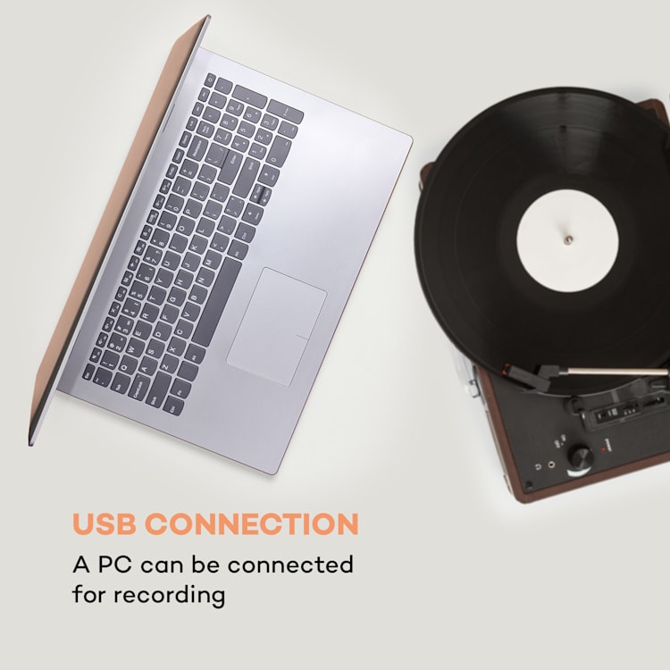 Peggy Sue, retro gramofón, LP, USB, hnedý Hnedá