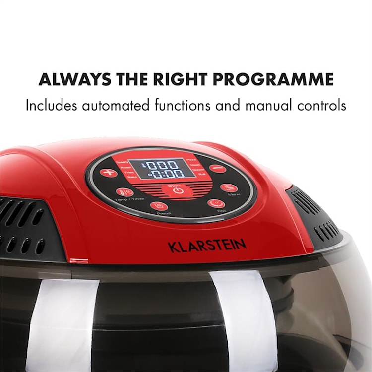 VitAir Heißluftfritteuse 1400W Grillen Backen 9 Liter rot Rot