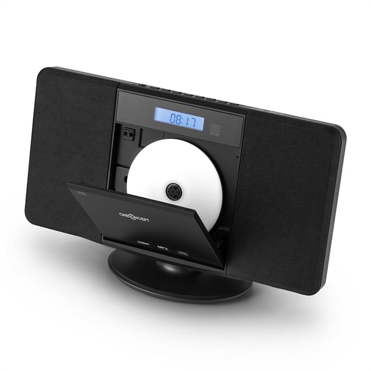 V-13, crni stereosustav s CD MP3 USB radiom i budilicom, montaža na zid CD-Player | Crna