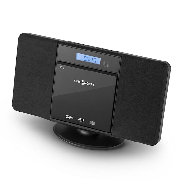 V-13, crni stereosustav s CD MP3 USB radiom i budilicom, montaža na zid CD-Player | Crna