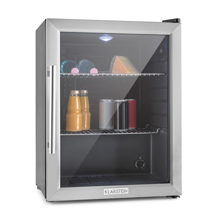 Beersafe XL - Frigorifero, 60 litri, 2 ripiani, sportello panoramico in vetro, acciaio inox 60 Ltr | Acciaio inox