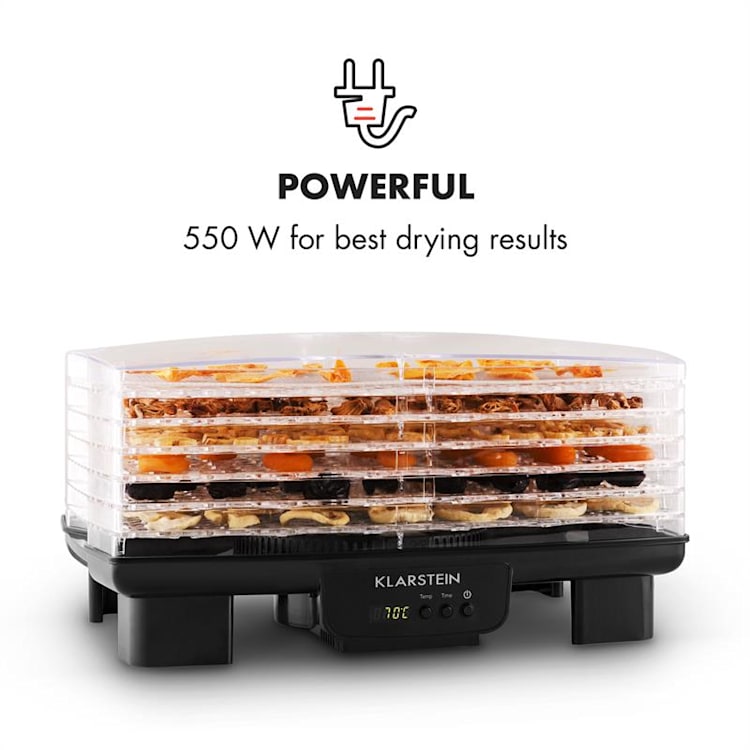 Bananarama Klarstein Desidratador Secador de Alimentos 550W 6 Níveis Preto Preto