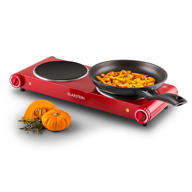 Captain Cook² Doppel-Kochplatte Infrarot 2400W Edelstahl rot Rot
