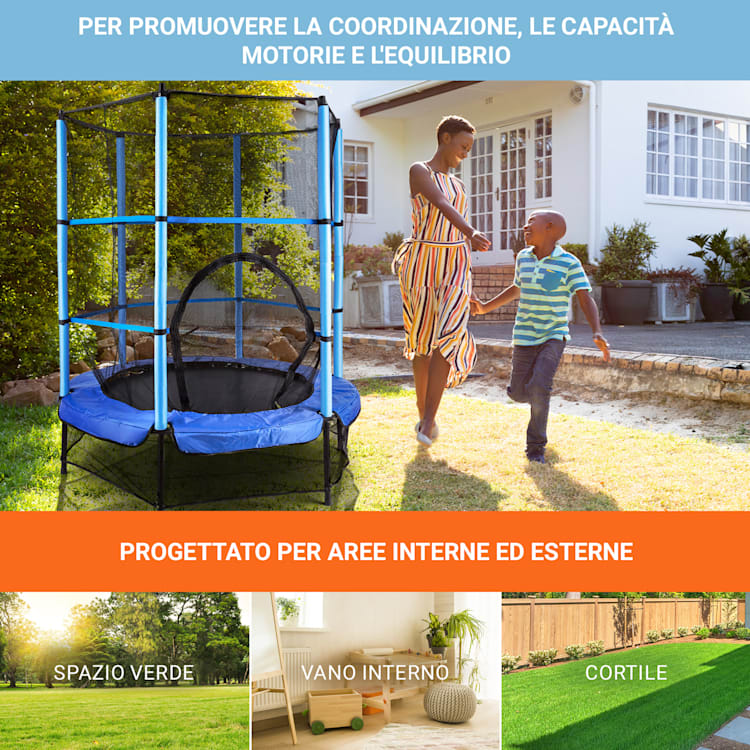 Trampolino Rocketkid Ø140cm Rete di sicurezza Sospensione-Bungee A partire da 3 anni blu