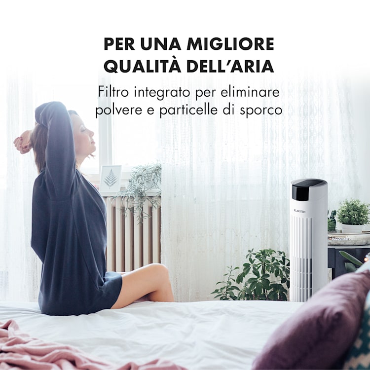 Skyscraper 2G ventilatore a torre, 40W, 820 m³/h, diffusore di aromi, touch, telecomando Bianco