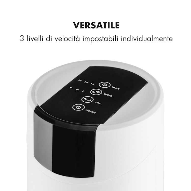 Skyscraper 2G ventilatore a torre, 40W, 820 m³/h, diffusore di aromi, touch, telecomando Bianco