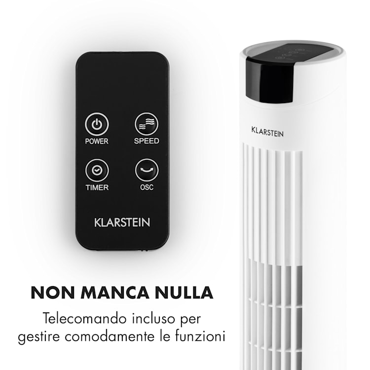 Skyscraper 2G ventilatore a torre, 40W, 820 m³/h, diffusore di aromi, touch, telecomando Bianco