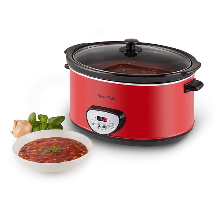 Bankett Slow Cooker Schongarer Digital 6,5 Liter 320W rot