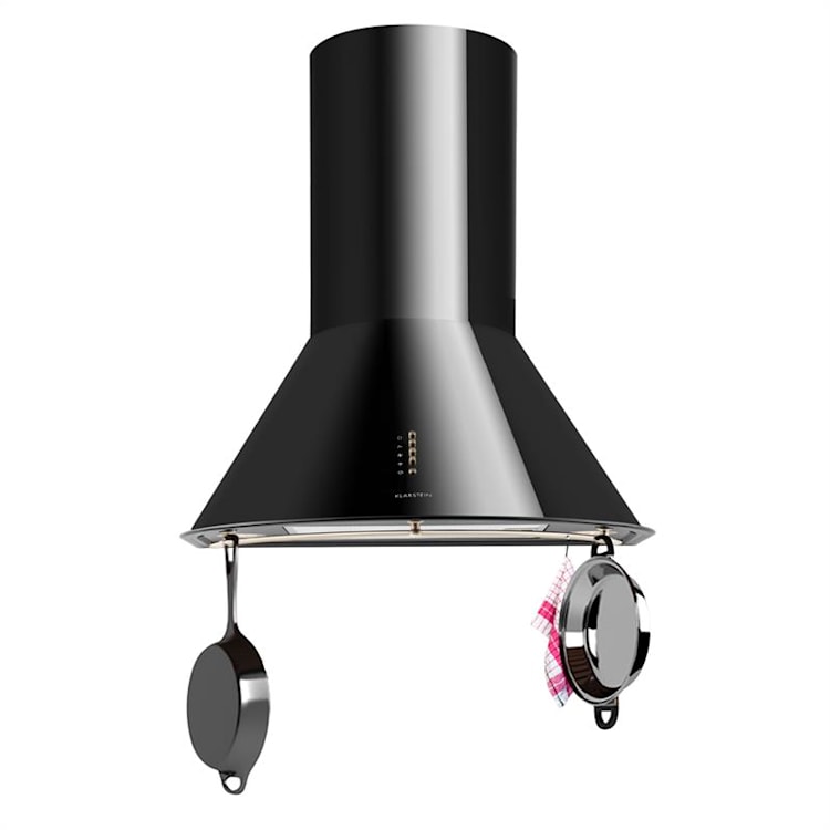 Klarstein Noir Prima, černý, 60 cm, 430 m3/h, retro komínový odsavač par, nerez Černá