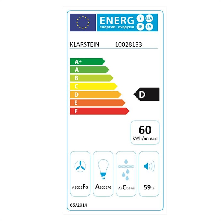 Lumio Primo Retro-Dunstabzugshaube 60cm 490 m³/h LED-Leuchten Weiß