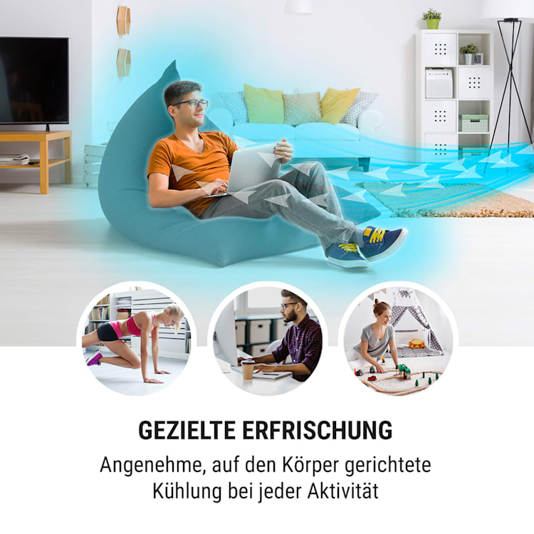 Carribean Blue 3-in-1 Luftkühler Ventilator Luftbefeuchter 402 m3/h | 70 Watt | 4 Liter | 3 Geschwindigkeiten | Oszillation | mobil Weiß