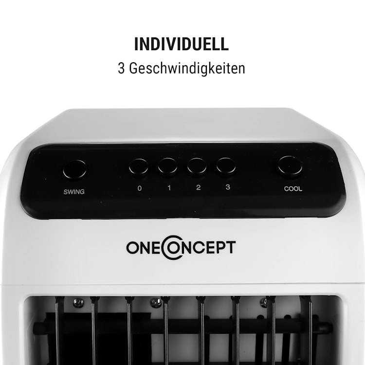 Carribean Blue 3-in-1 Luftkühler Ventilator Luftbefeuchter 402 m3/h | 70 Watt | 4 Liter | 3 Geschwindigkeiten | Oszillation | mobil Schwarz