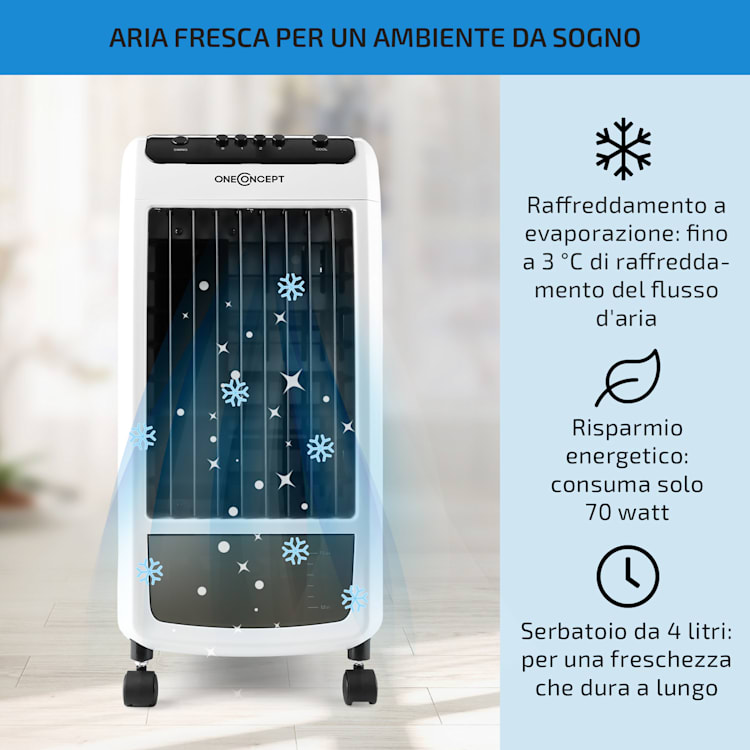Carribean Blue raffrescatore evaporativo umidificatore ventilatore 400m³/h nero Nero