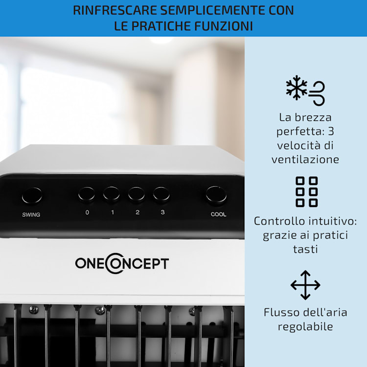 Carribean Blue raffrescatore evaporativo umidificatore ventilatore 400m³/h nero Nero