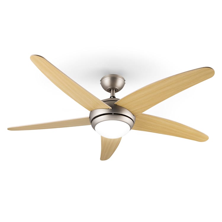 Bolero Ventilatore a Soffitto 2in1 134cm Luce 55W Pale in Acero Telecomando acero