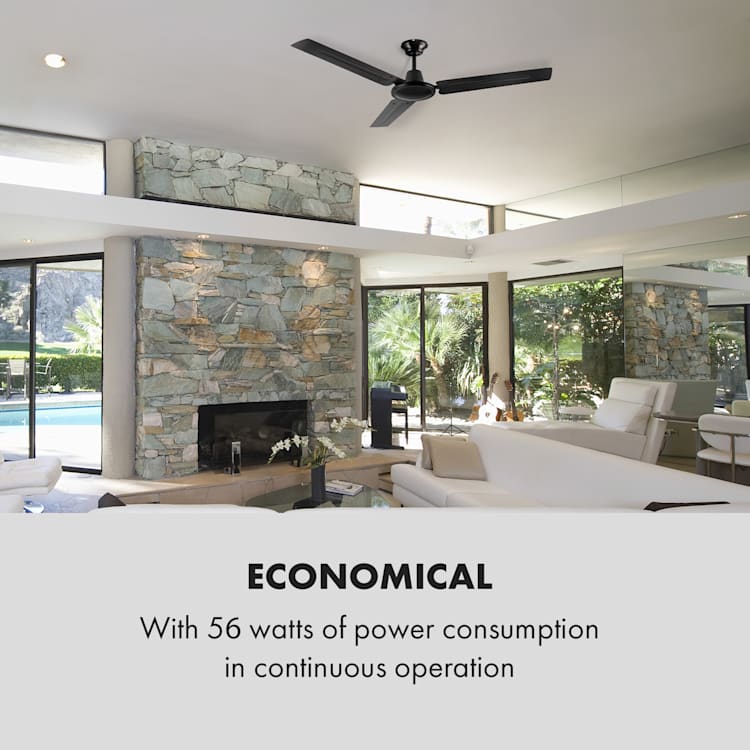 Spin Doctor -kattotuuletin 122 cm 55 W 3 lapaa ruostumaton teräs musta 122 cm (huoneet 13-25 m²) | Seinän ohjaus | Musta