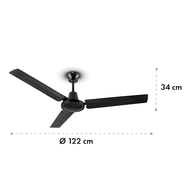 Spin Doctor ventilateur de plafond 122 cm 55 W 3 pales inox - noir Noir