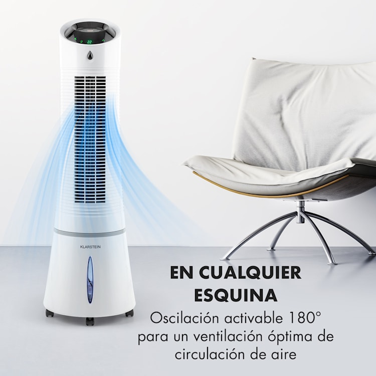 Skyscraper Ice enfriador de aire 4 en 1 ventilador 210 m³/h 30 W oscilación mando a distancia móvil Blanco