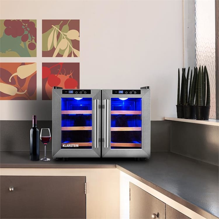 Reserva Saloon Frigorífico Garrafeira LED 12 Garrafas 40 Litros Aço Inox