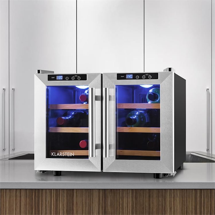 Reserva Saloon Frigorífico Garrafeira LED 12 Garrafas 40 Litros Aço Inox
