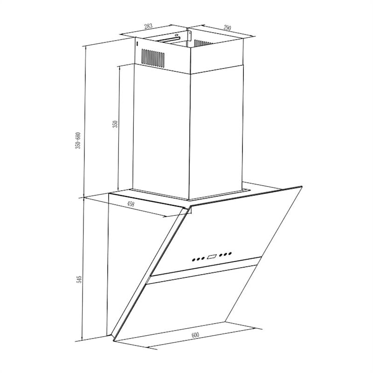 Aurea VII Extractor de Fumos Chaminé 60cm 195W 700m³ / h Vidro 60 | Preto