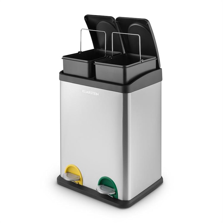 Ecosystème 2x18 Poubelle à pédale inox 36L recyclage écologie