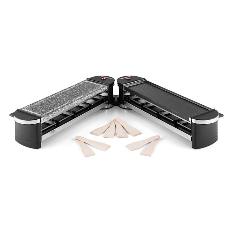 Tenderloin 50/50 Griglia Raclette 1200W (600W per piastra) 8 Persone Pietra Naturale Pietra naturale/piastra | 8 padelline per raclette