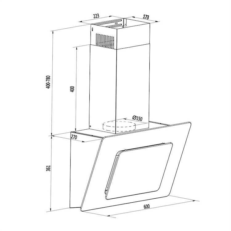 Lorea Campana extractora campana de pared panel táctil 60 cm negro 60 | Negro