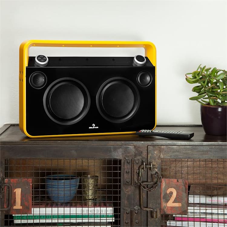 Bebop Equipo de sonido USB Bluetooth AUX MIC Batería Amarillo