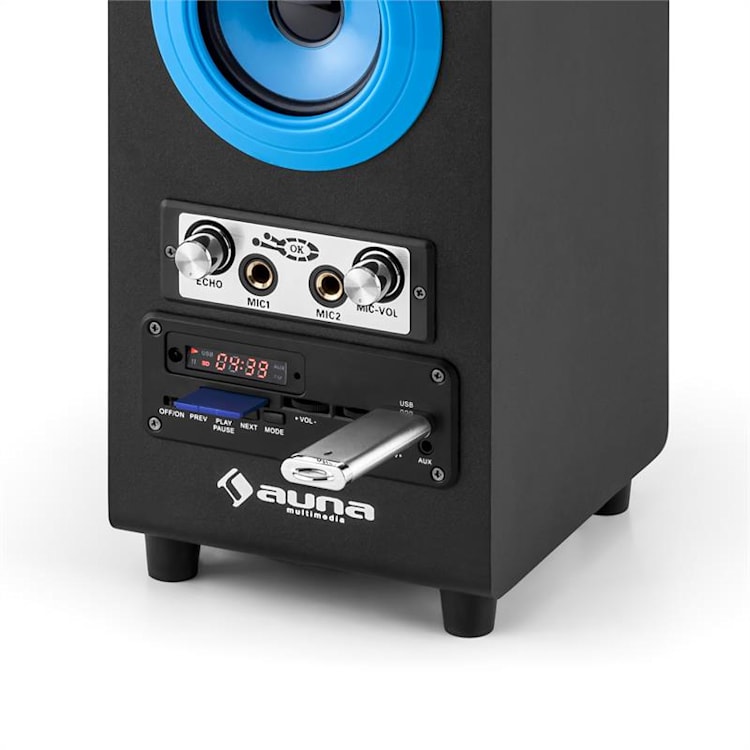 DiscoStar Blue Altoparlante portatile 2.1 Bluetooth USB SD Batt. LED Micro