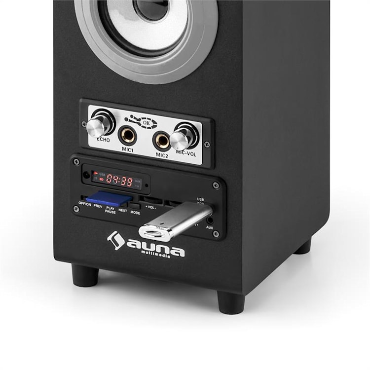 DISKOSTAR SILVER, PRENOSNI BLUETOOTH ZVOČNIK, USB, BATERIJA, LED, MIKROFON Srebrna
