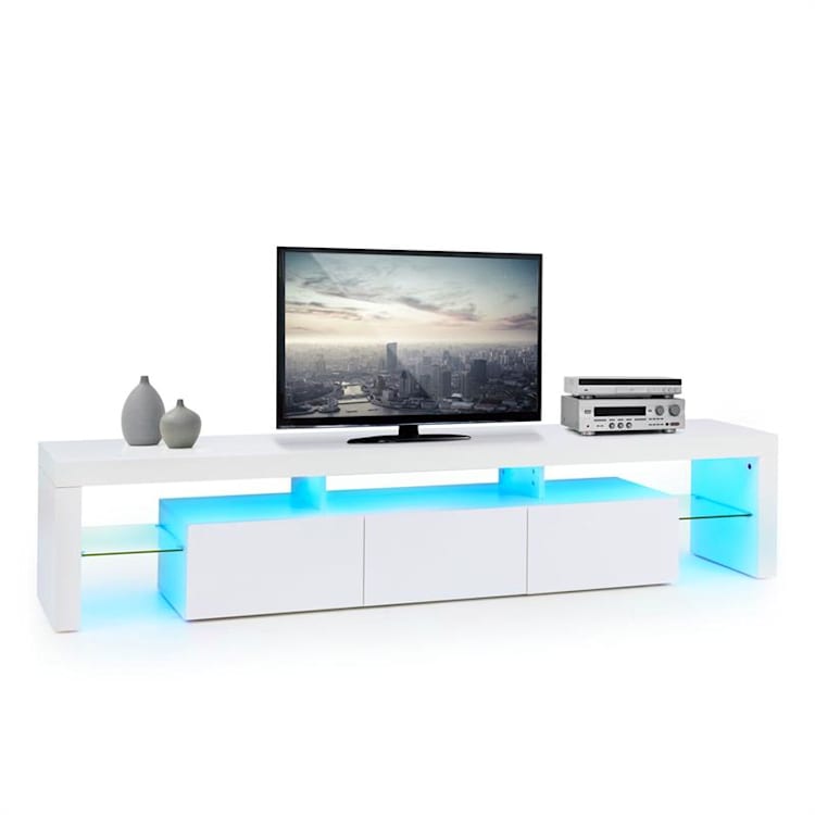 Quentin Meuble bas banc TV lumières d'ambiance LED - blanc Blanc
