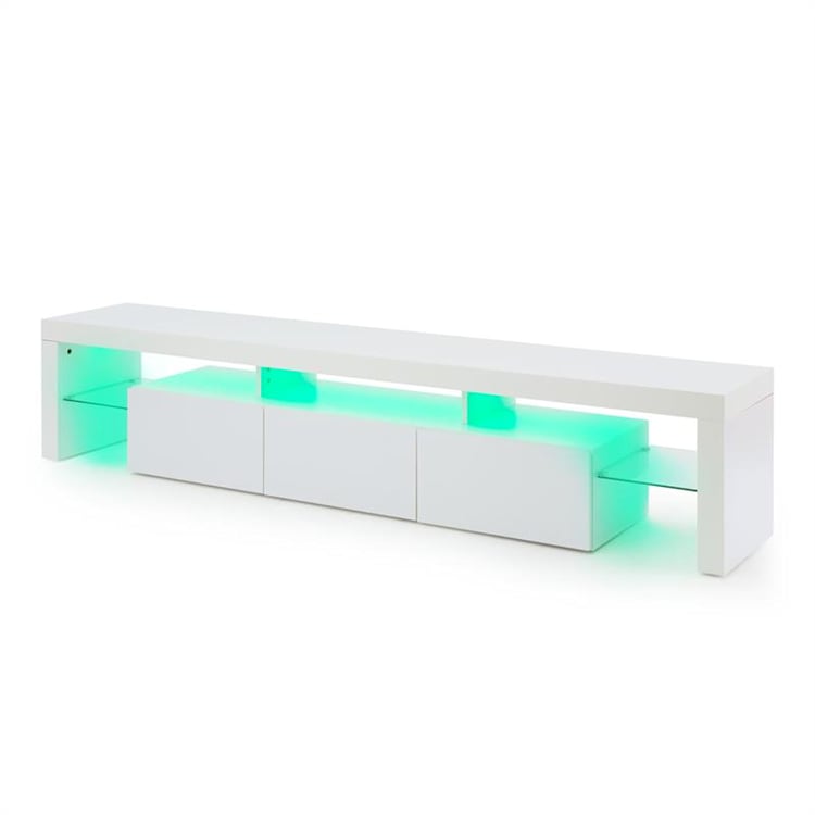 Quentin Meuble bas banc TV lumières d'ambiance LED - blanc Blanc