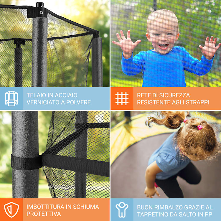 Trampolino Rocketkid Ø140cm Rete di sicurezza Sospensione-Bungee A partire da 3 anni giallo