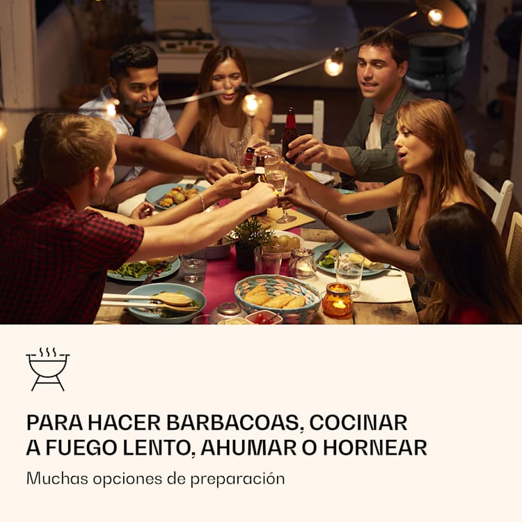 Princesize Parrilla Kamado Parrilla de cerámica Parrilla de acero inoxidable Ahumador BBQ Negra Negro