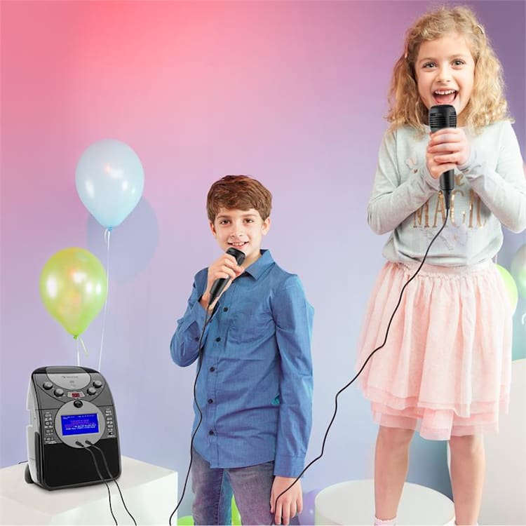 ScreenStar, čierny, karaoke systém, kamera, CD, USB, SD, MP3, vrátane 2 mikrofónov