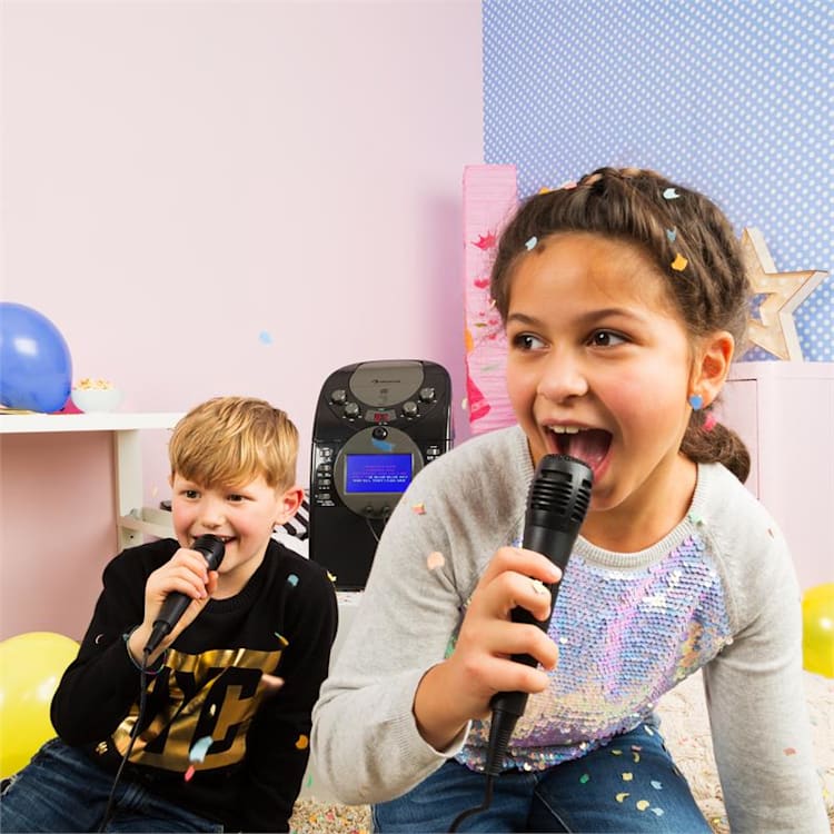 ScreenStar, čierny, karaoke systém, kamera, CD, USB, SD, MP3, vrátane 2 mikrofónov