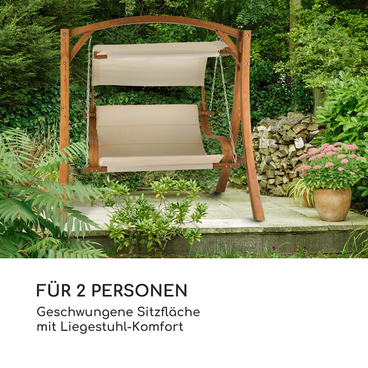 Maui Hollywoodschaukel 110 cm 2-Sitzer Sonnensegel Polyester Lärche Beige