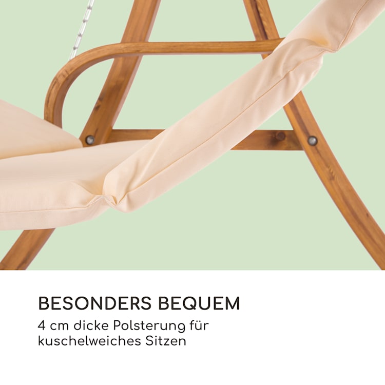 Maui Hollywoodschaukel 110 cm 2-Sitzer Sonnensegel Polyester Lärche Beige