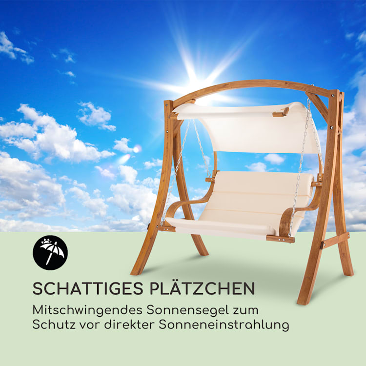 Maui Hollywoodschaukel 110 cm 2-Sitzer Sonnensegel Polyester Lärche Beige