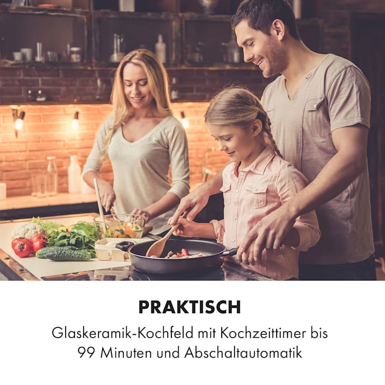 Virtuosa Keramikkochfeld Einbauherd 6500W 59x52cm 4 Zonen Glaskeramik