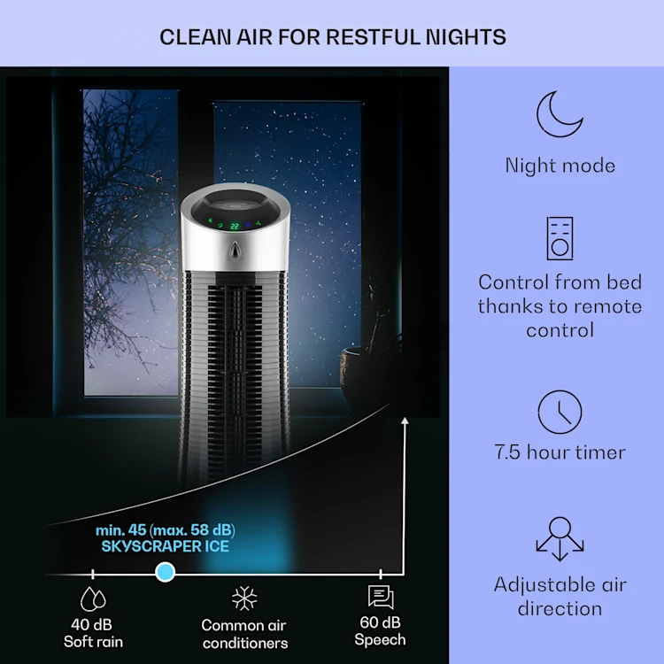 Skyscraper Ice 4-in-1 Air Cooler Fan 210 m³/h 30 W oscillation mobile remote control 180 m³/h | No | Black