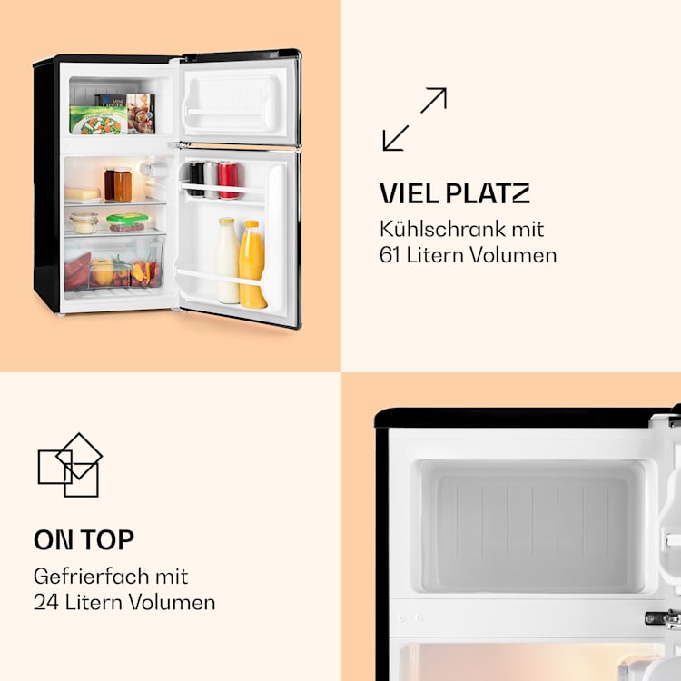 Monroe Kühl- & Gefrierkombination 61/24 Liter 0 - 10 °C 70 Watt Schwarz