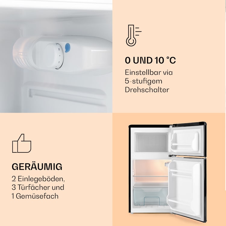 Monroe Kühl- & Gefrierkombination 61/24 Liter 0 - 10 °C 70 Watt Schwarz