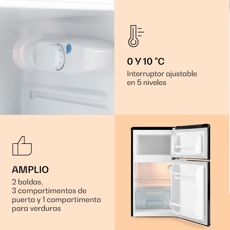 Combi frigorífico y congelador Monroe 61/24 litros 0 - 10 °C 70 vatios Negro