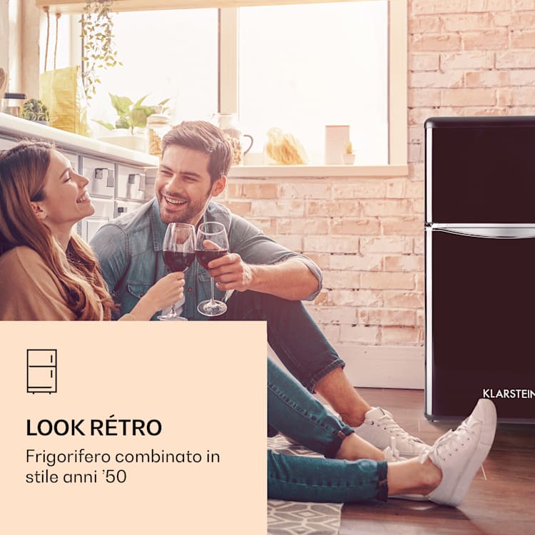 Monroe - Frigorifero e congelatore combinati, 61/24 litri, 0-10 °C, 70 Watt Nero