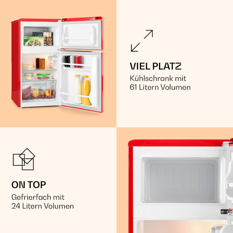 Monroe Kühl- & Gefrierkombination 61/24 Liter 0 - 10 °C 70 Watt Rot