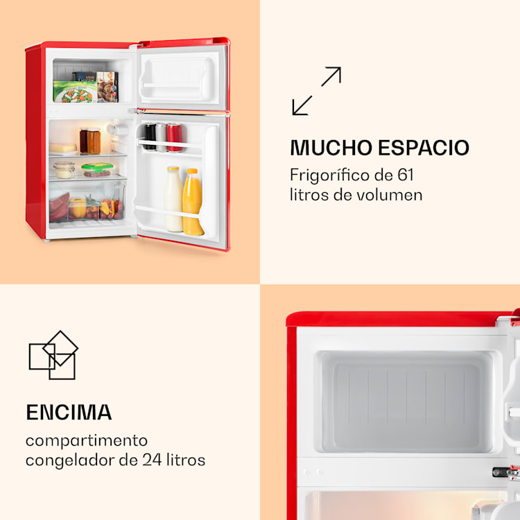 Combi frigorífico y congelador Monroe 61/24 litros 0 - 10 °C 70 vatios Rojo