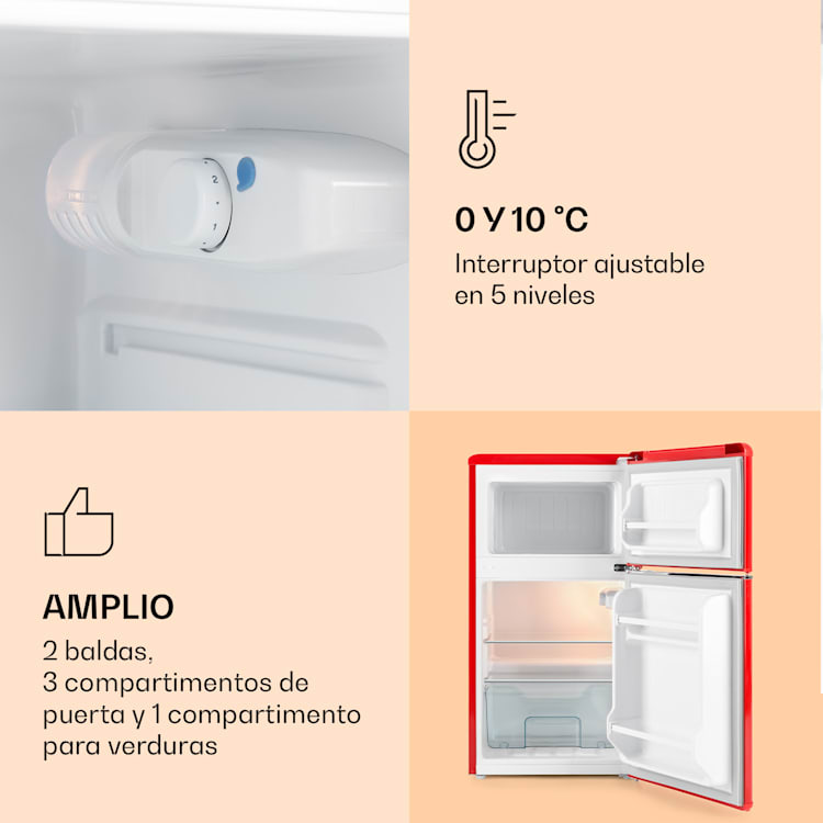 Combi frigorífico y congelador Monroe 61/24 litros 0 - 10 °C 70 vatios Rojo